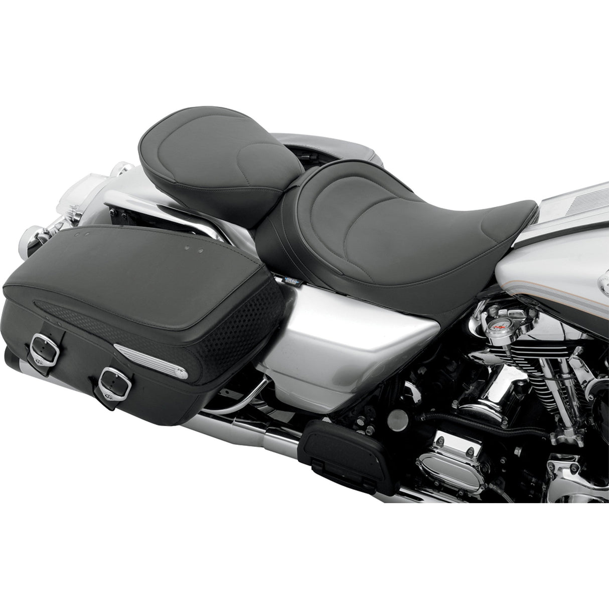 Drag Specialties Backrest Compatible Solo Seat — Mild Stitched Solo Seat Mild Stitched Driver Backrest FLH - 0801-0493 For Harley Touring 1997-2007