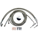 LA CHOPPERS 1741-3931 LA-8050B16 Stainless Steel Brake Line Kit Brake Lines - 15" - 17" Ape Hanger Handlebars - Stainless Steel