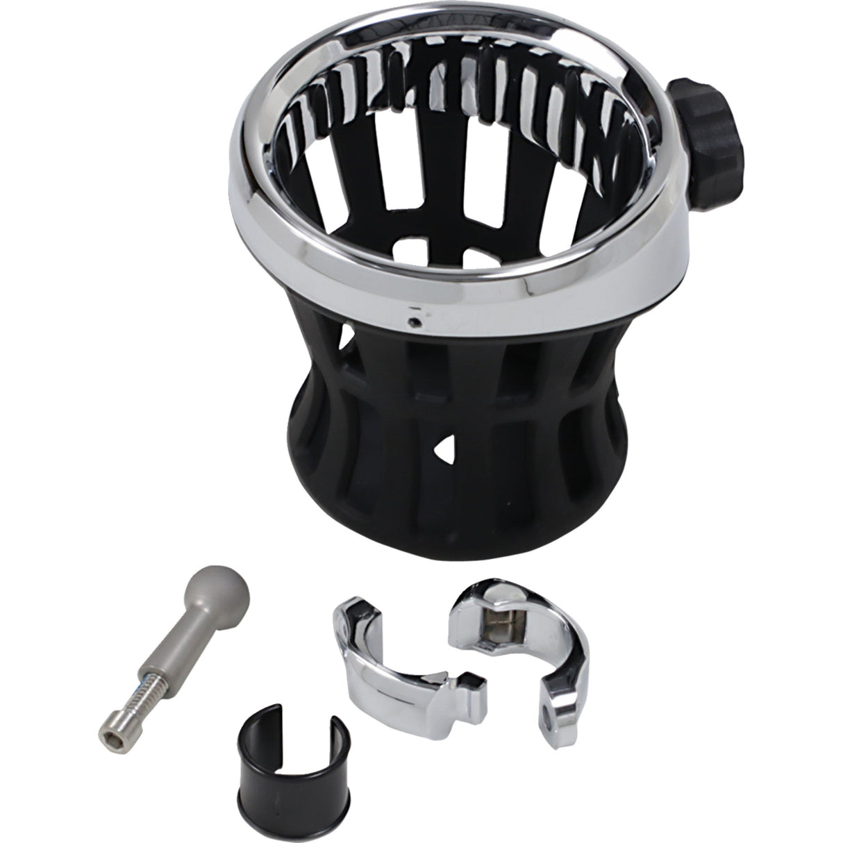 CIRO 0636-0021 50412 Drink Holder 7/8" & 1" handlebar mount - chrome/chrome clamp