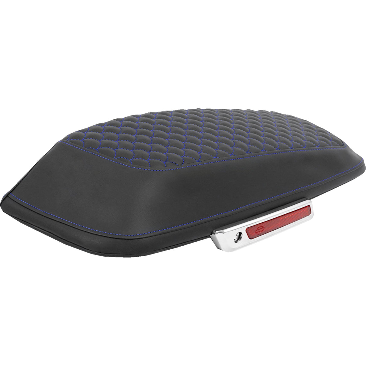 SADDLEMEN 3501-2327 L870-14-20901 Dragon Scale Saddlebag Lid Covers Saddlebag Lid Covers - Dragon Scale - Blue Stitch - FLH/FLT '14-'25