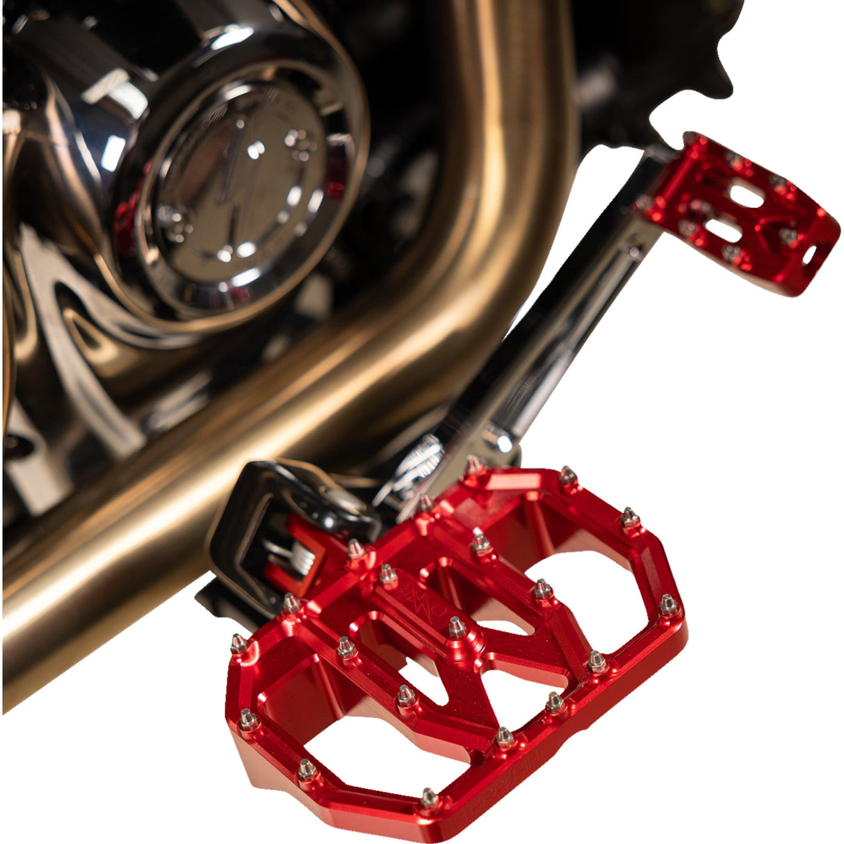 Thrashin Supply CO. Mini Aggressor Floorboards Red Rear - TSC-2031-2-D For Harley Motorcycles 1972-2025