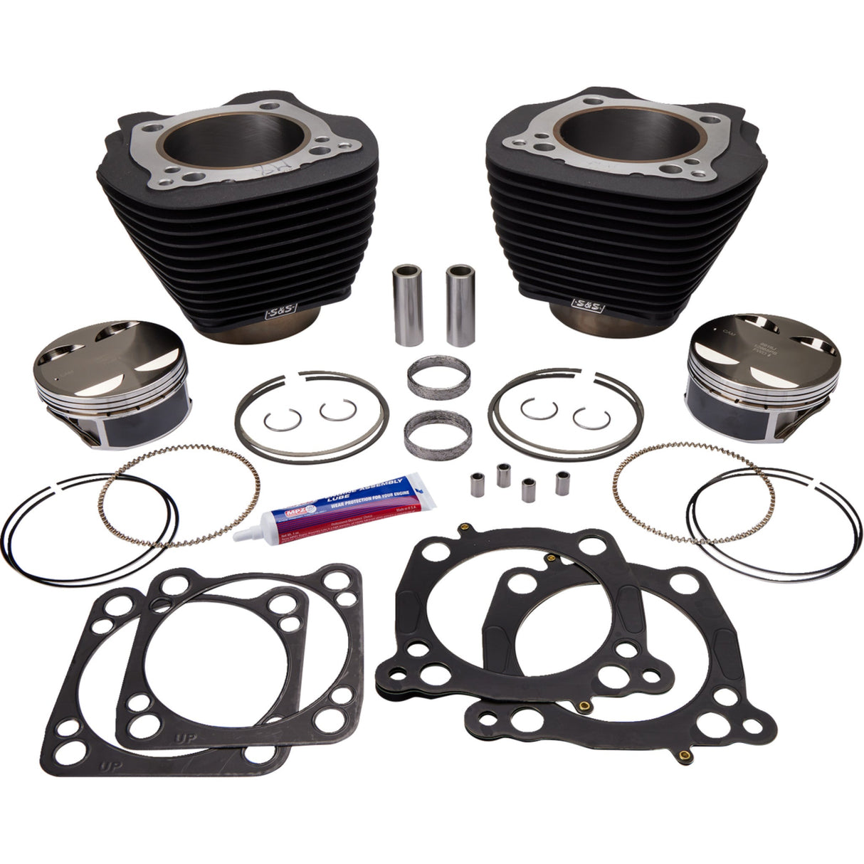 S&S Cycle Big Bore Cylinder Kit Wrinkle Black Without Highlighted Fins For 114"/117" Engine M8 - 910-0685 For Harley Motorcycles 2017-2023