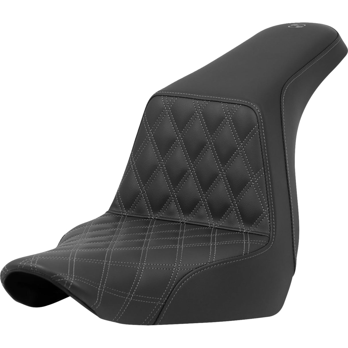Saddlemen Lattice Stitch Step-Up Seat Front Gray Stitch - 818-29-17202 For Harley Softail 2018-2021
