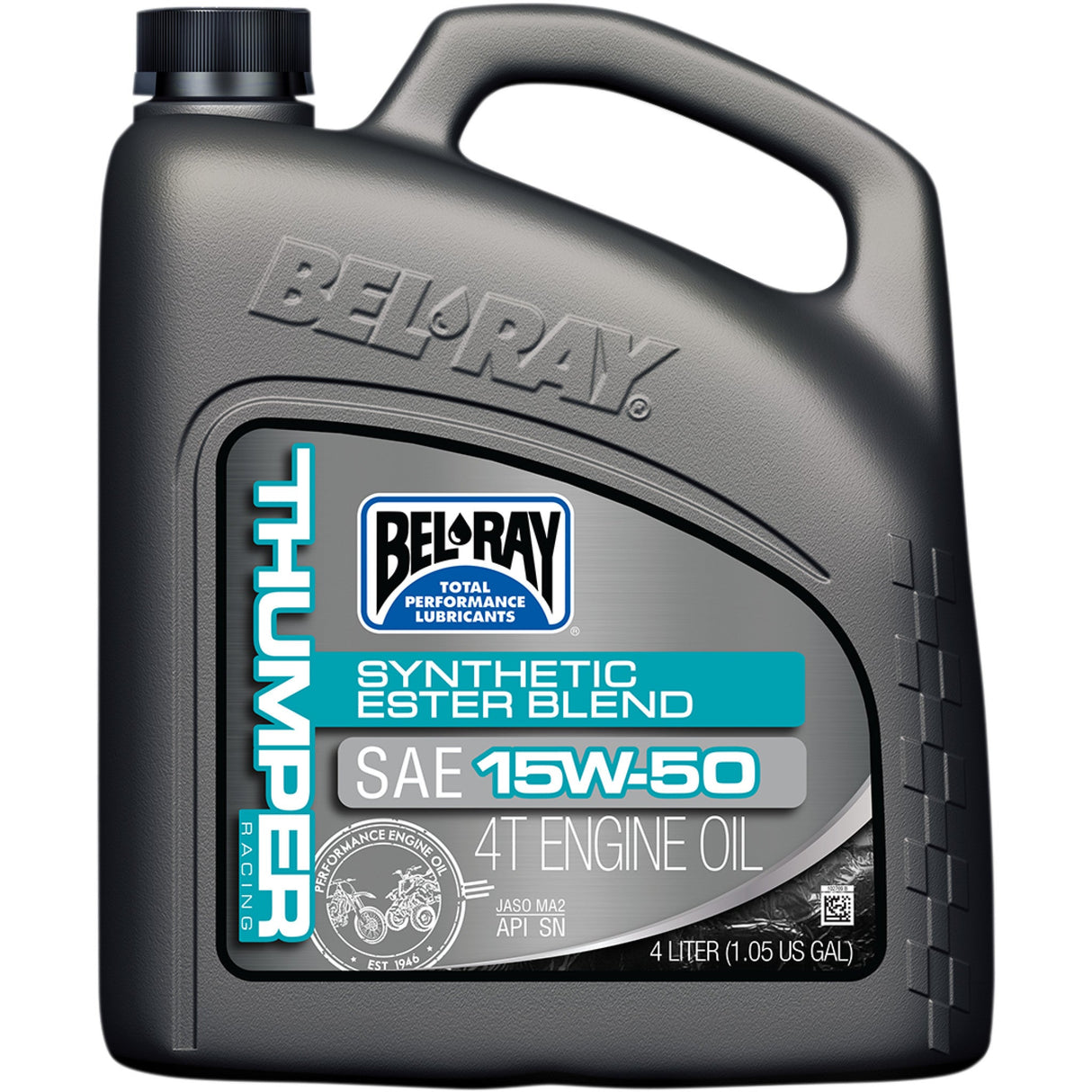 BEL-RAY 3601-0166 99530-B4LW Thumper® Racing Synthetic Ester Blend 4T Engine Oil Thumper Synthetic Blend 4T Oil - 15W-50 - 4L