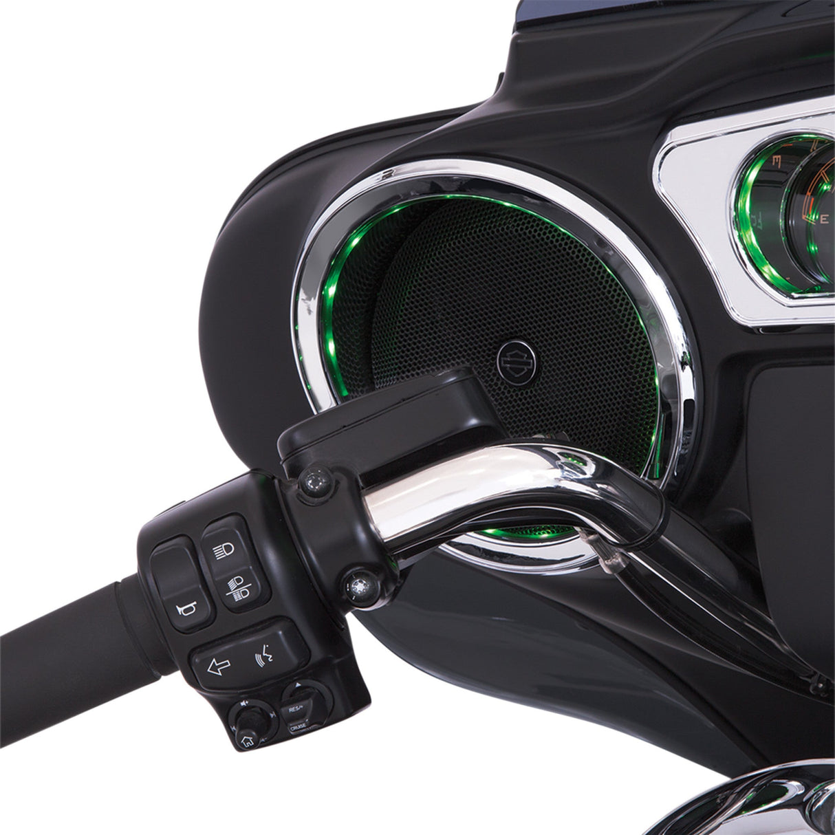 Ciro Shock & Awe® Multi-Color LED Speaker Accents Speaker LED Chrome - 42100 For Harley Touring 2014-2025