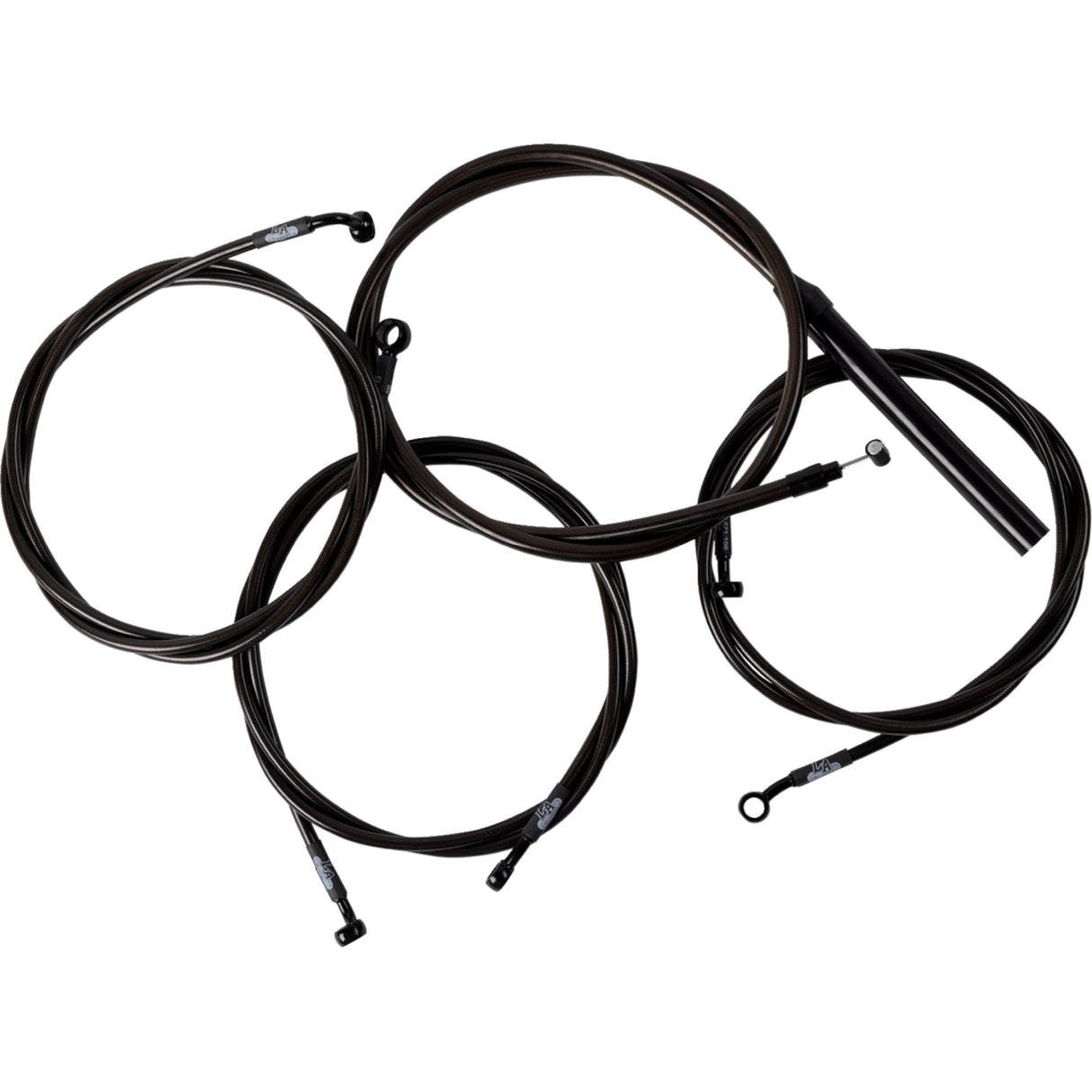 LA Choppers Complete Midnight Braided Handlebar Cable Brake Line Kit — Standard 15"-17" Handlebars - LA-8059KT2-16M For Harley Touring 2023-2026