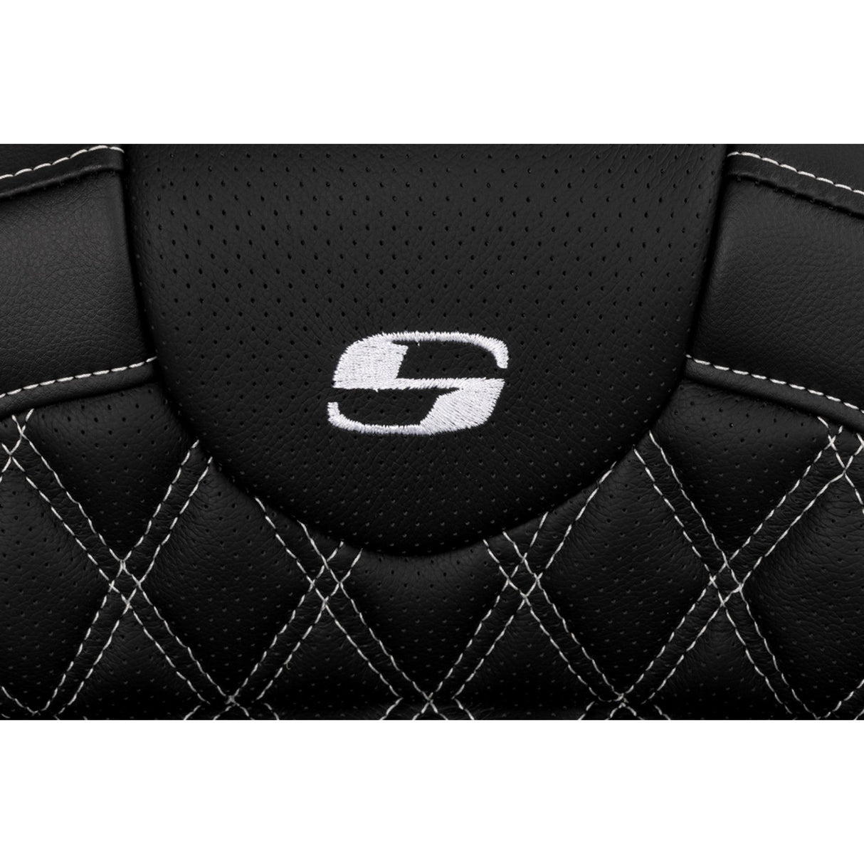 Saddlemen Roadsofa™ Lattice Stitch Seat With Backrest White Stitch - 808-07B-182B6 For Harley Touring 2008-2025