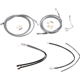 Burly Brand Complete Stainless Braided Handlebar Cable Brake Line Kit 16" Ape Hangers - B30-1168 For Harley Touring 2017-2020
