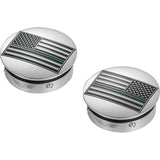 Figurati Designs Swing Arm Covers Green Line American Flag Custom Reversed - FD72-AFGL-SS For Harley Motorcycles 1980-2026