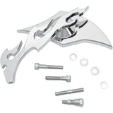 PRO-ONE PERF.MFG. 0640-0257 104220 Billet Aluminum Mirror Mirror - Flame - Side View - Milled - Oblong - Chrome - Left