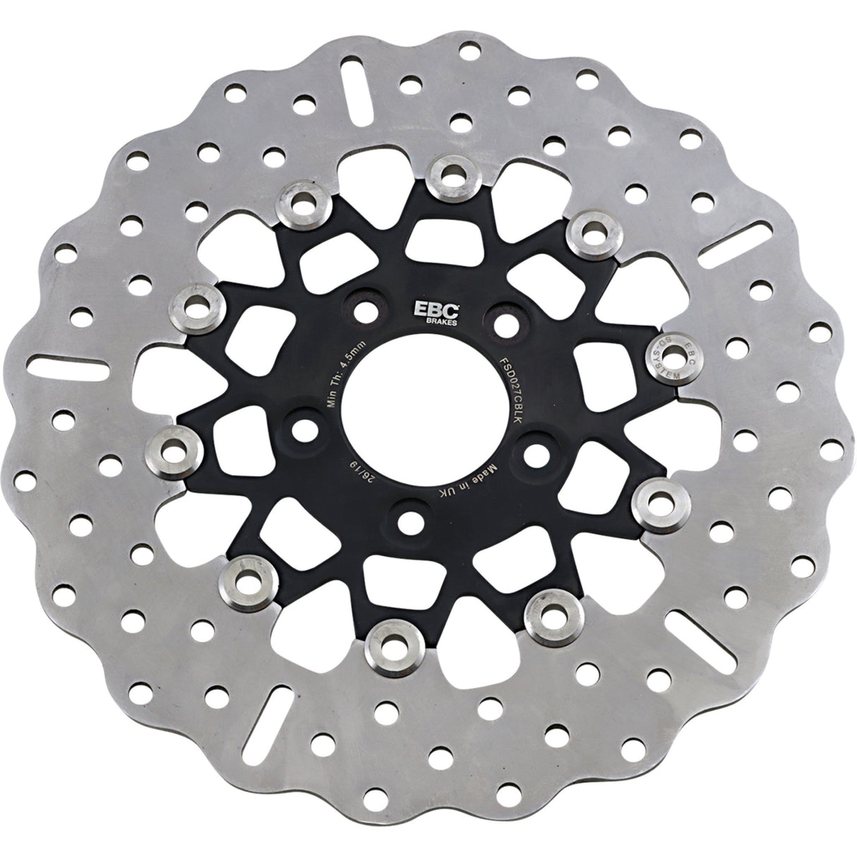 EBC FSD Series Stainless Steel Front Brake Rotor For Big Twins Black Carrier - FSD027CBLK For Harley Motorcycles 2000-2014