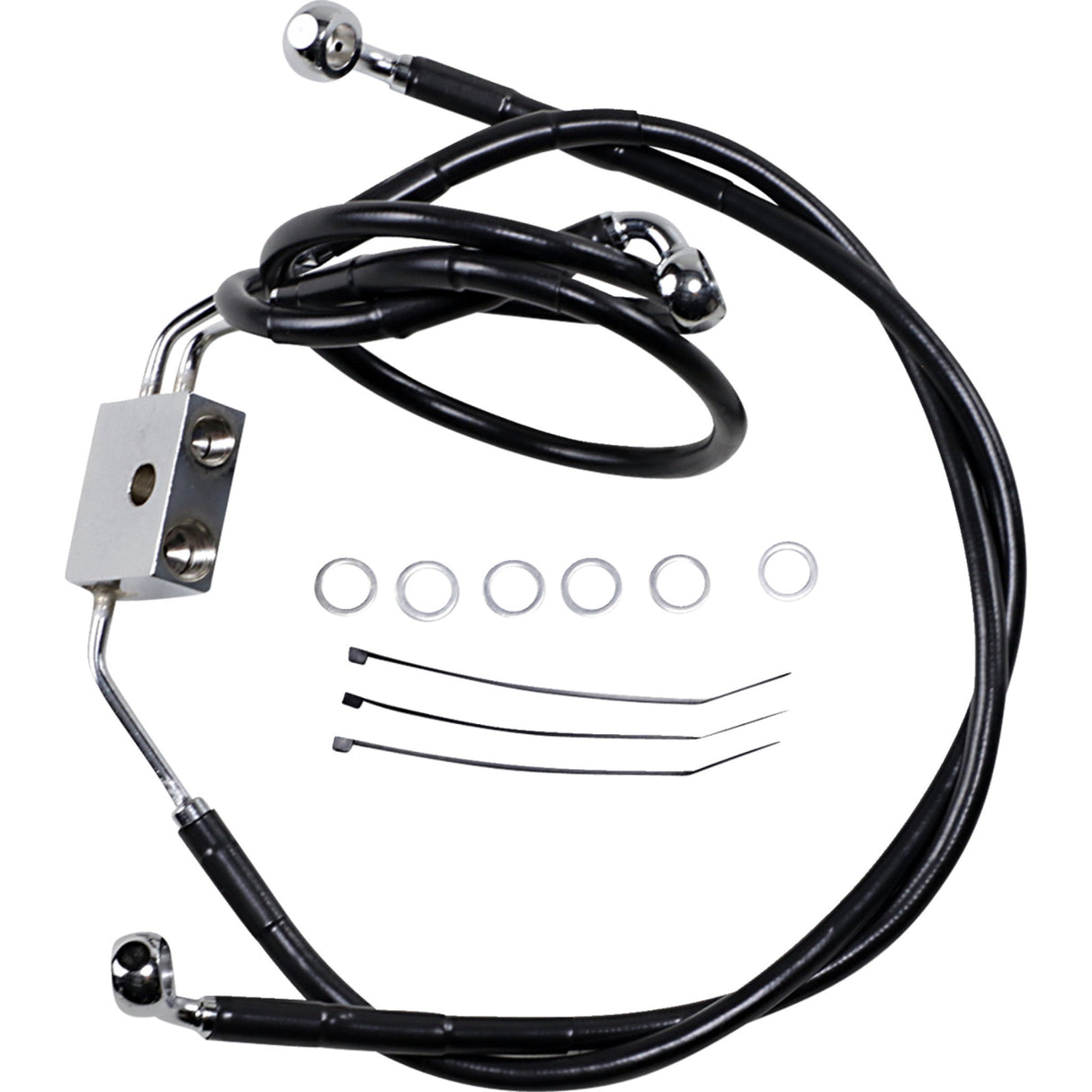 Drag Specialties Extended Length Black Vinyl Brake Line Kit Front Black +8" For Harley Fat Bob 2012-2017