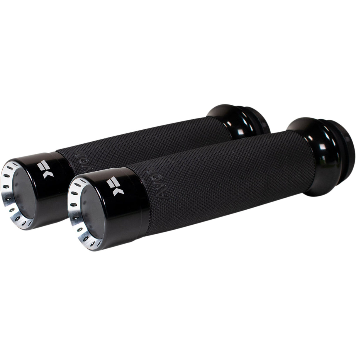 Khrome Werks Turbine Grips Custom Contour TBW Black - 500120 For Harley Motorcycles 2008-2024