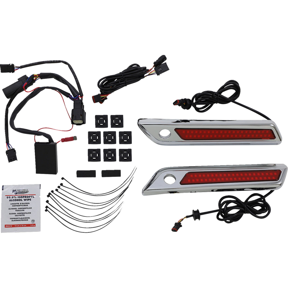 CUSTOM DYNAMICS 2040-2868 CD-SBL-DC-RC Saddlebag Latch Dual Color Accent Lights - Red - Chrome