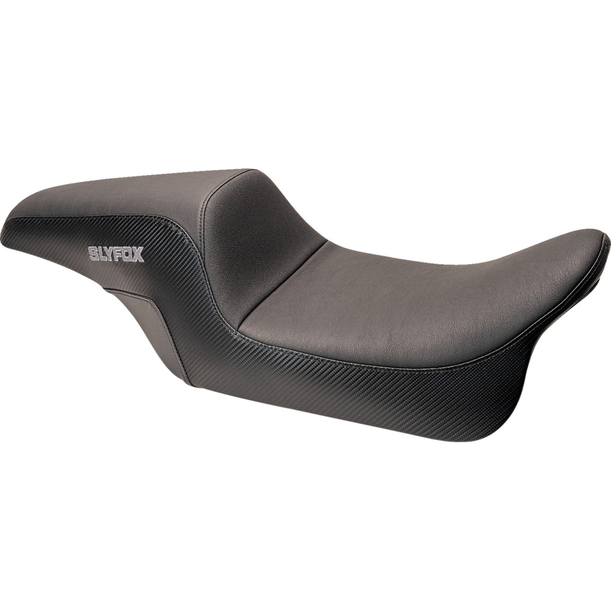 Slyfox The Drifter Seat Gray Logo Smooth Vinyl Carbon Fiber For Harley Touring 2008-2023
