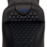 Saddlemen Honeycomb Roadsofa™ Seat Honeycomb Blue Stitch Extended Reach Without Backrest - 808-07B-19001 For Harley Touring 2008-2025