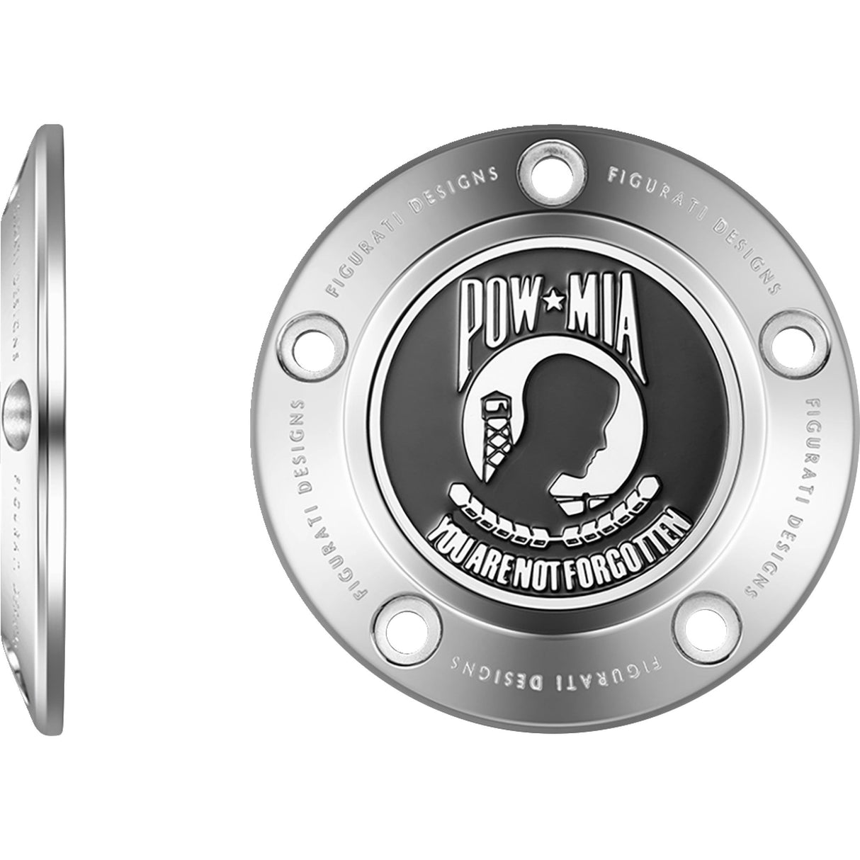 FIGURATI DESIGNS 0940-2094 FD50-TC-5H-SS Timing Cover 5 hole - pow mia - stainless steel