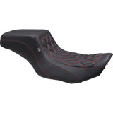 Mustang Double Diamond Squareback Seat Black Cherry Stitch - 88416DC For Harley Touring 2023-2026