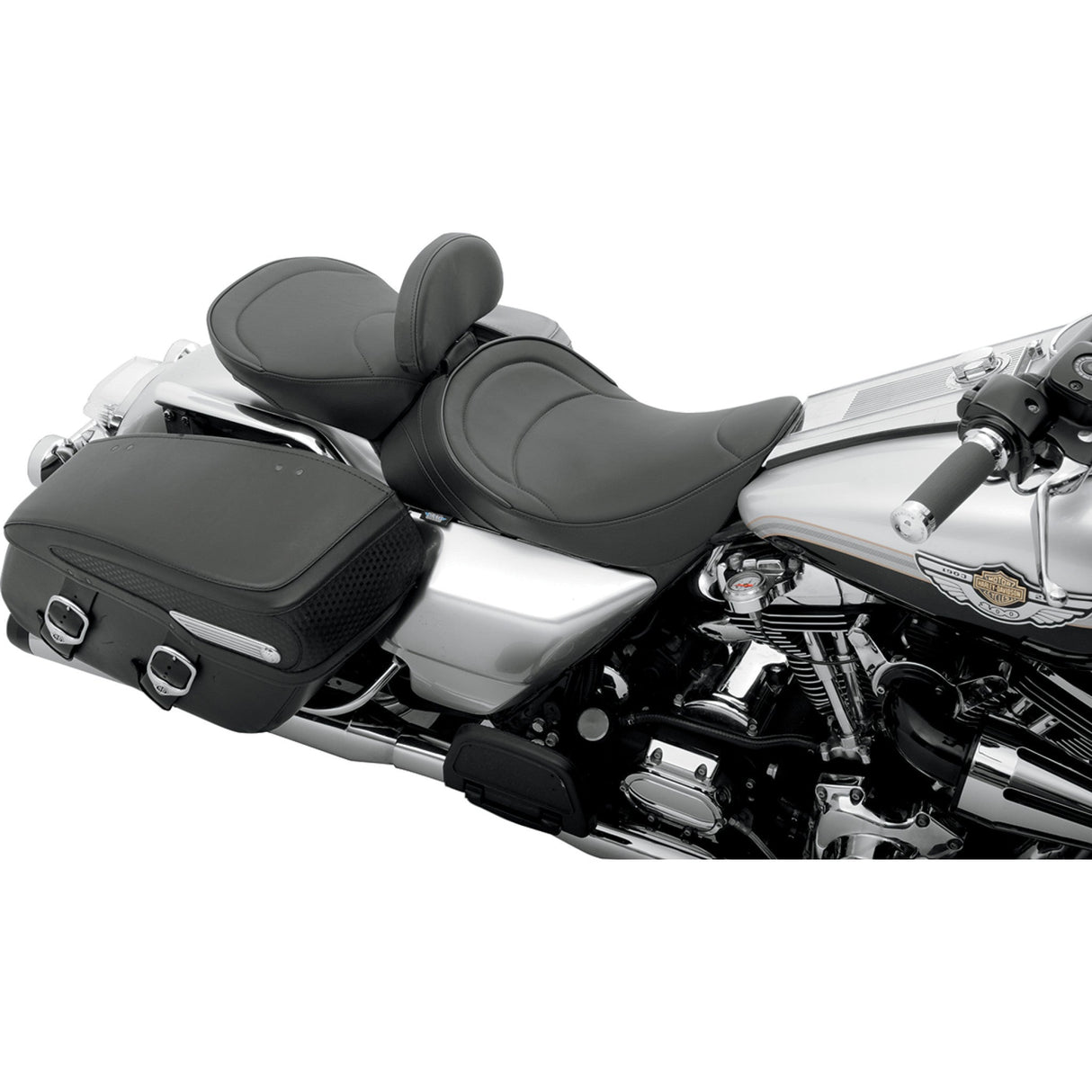 Drag Specialties Backrest Compatible Solo Seat — Mild Stitched Solo Seat Mild Stitched Driver Backrest FLH - 0801-0493 For Harley Touring 1997-2007