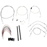Burly Brand Complete Stainless Braided Handlebar Cable Brake Line Kit 18" Ape Hangers - B30-1084 For Harley Touring 2000-2006
