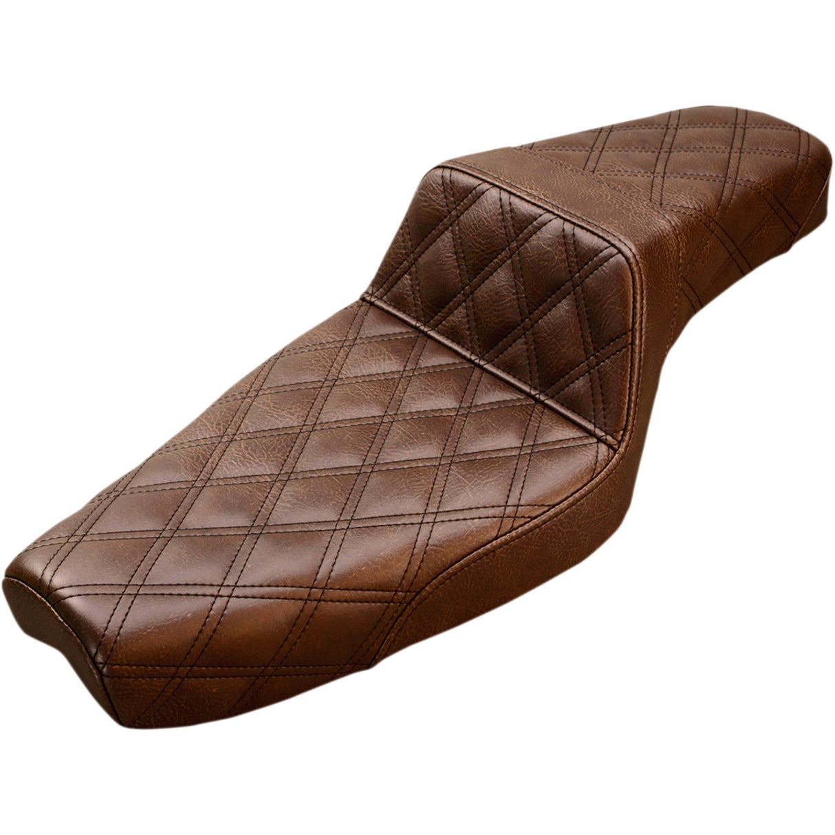 Saddlemen Step-Up Seat — Full Lattice Stitch Brown - 807-03-175BR For Harley Sportster 2004-2020 (4.5G Tank)