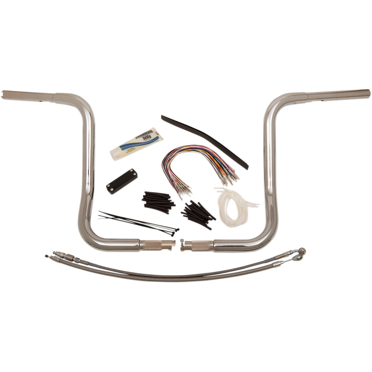 FAT Baggers INC. 1-1/4" EZ Install Round Top Handlebar Kit 14" Chrome - 909414 For Harley Touring 2008-2013