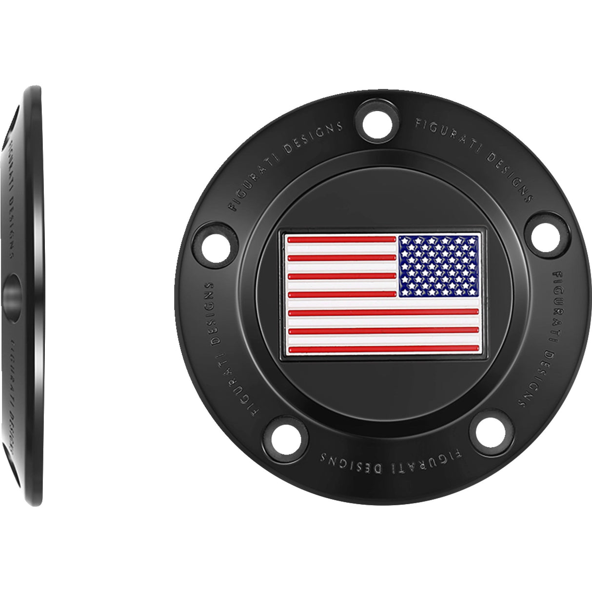 FIGURATI DESIGNS 0940-2083 FD21R-TC-5H-BLK Timing Cover 5 hole - american flag - reversed - black