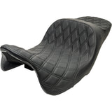 Slyfox Chariot Seat Black Double Diamond Stitch Black Logo FLH FLT - 4729C For Harley Touring 2023-2026