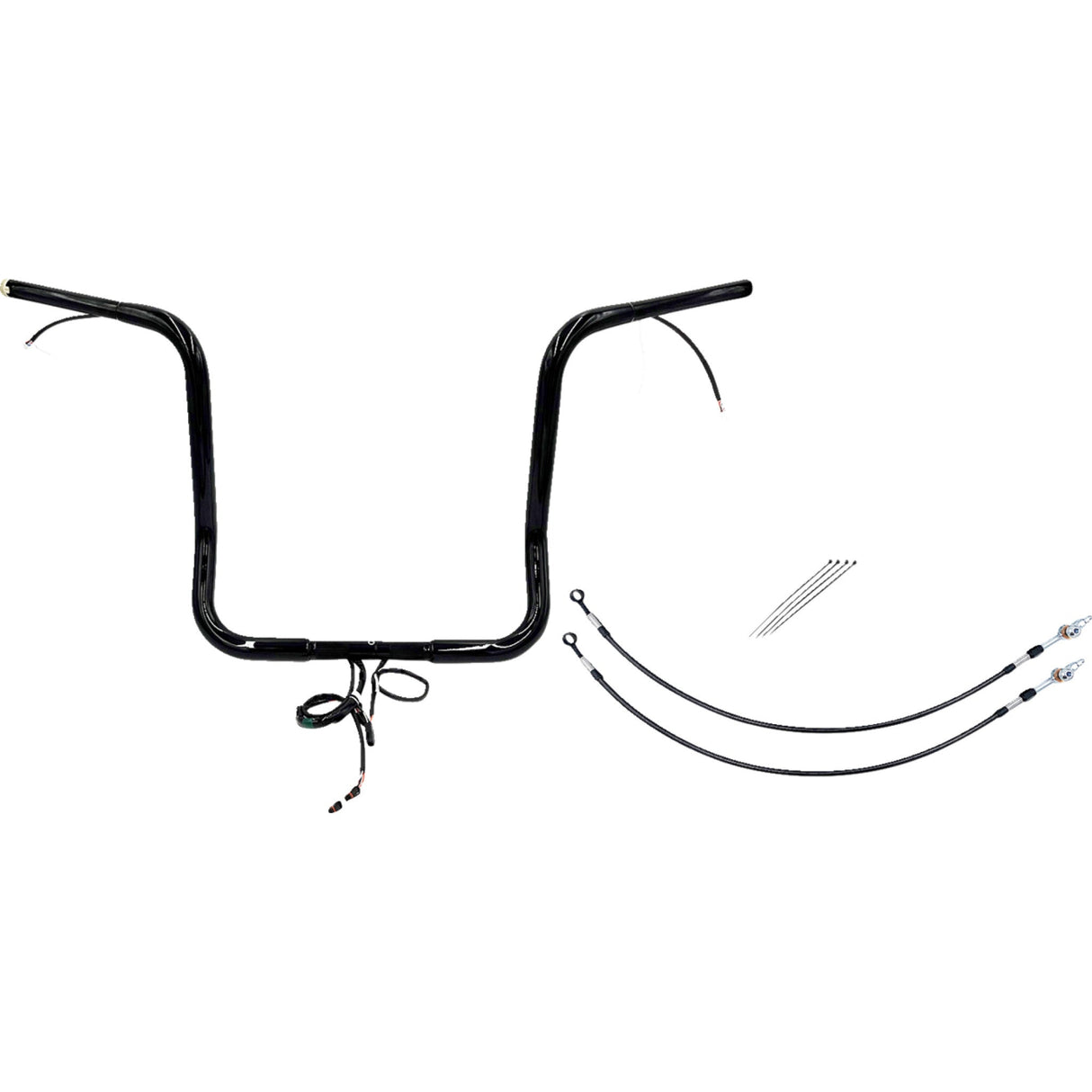 FAT Baggers INC. EZ Install Wired 1-1/4" Pointed Top Handlebar Kit 16" Black - 902216-B For Harley Touring 2016-2020