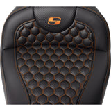 Saddlemen Honeycomb Roadsofa™ Seat Honeycomb Orange Stitch With Backrest - 808-07B-189B3 For Harley Touring 2008-2025