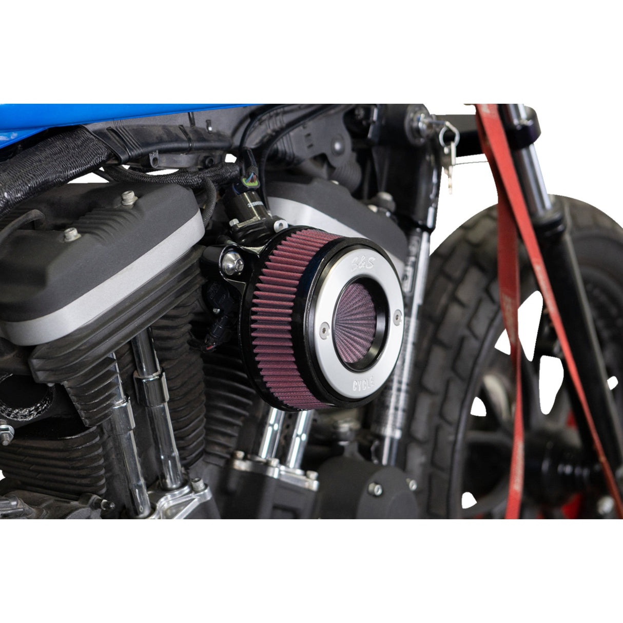 S&S Cycle Air Stinger Stealth Air Cleaner Kit Black Chrome Ring - 170-0724A For Harley Sportster 2007-2022