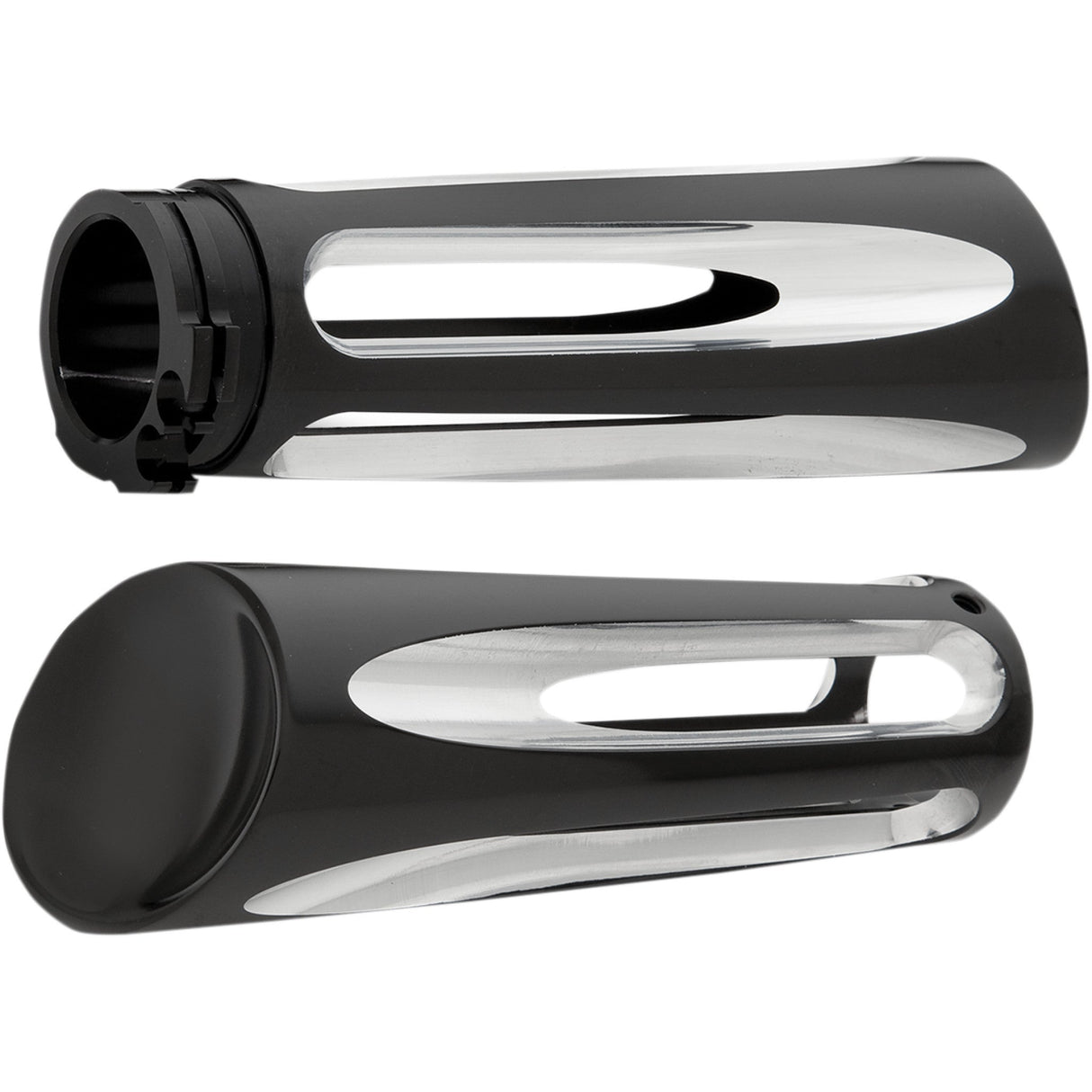 Arlen Ness Ness-Tech® Deep Cut Billet Grips Black - 07-132 For Harley Motorcycles 1976-2022
