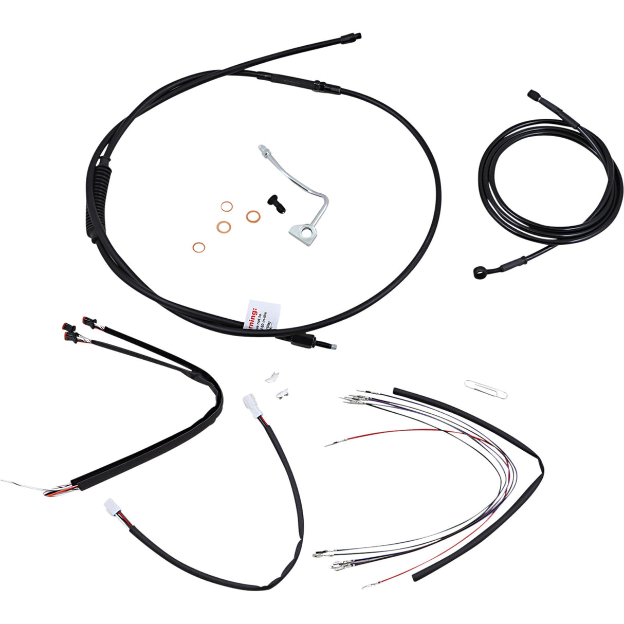 BURLY BRAND 0610-2082 B30-1178 Complete Black Vinyl Handlebar Cable/Line Kit for Ape Hanger Handlebars - 18" - ABS