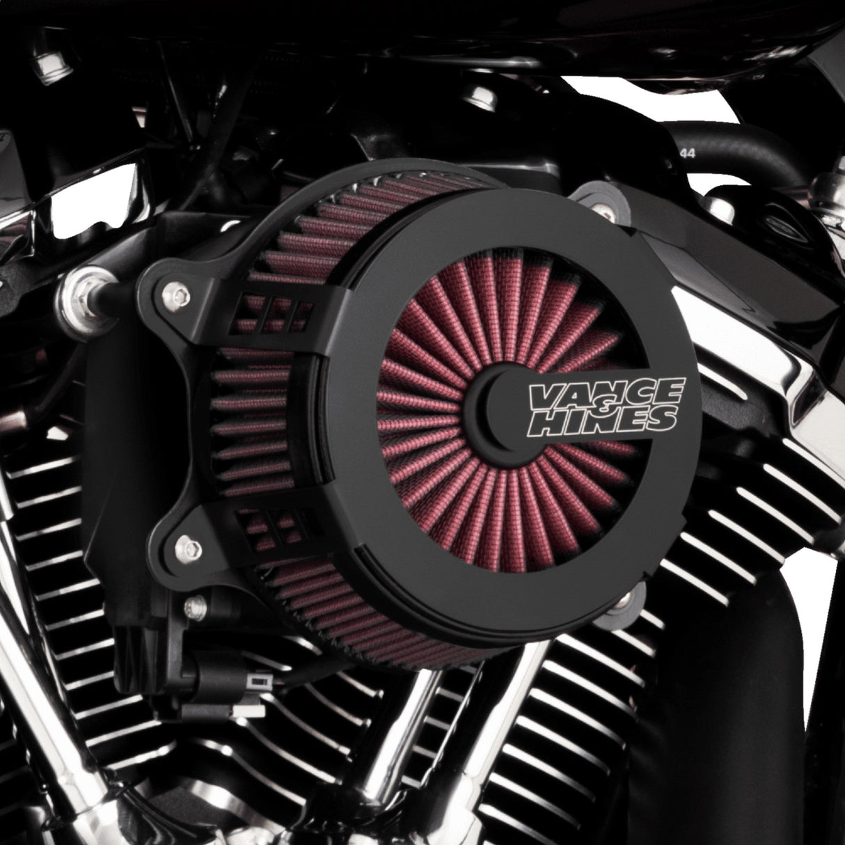 Vance & Hines VO2 Cage Fighter Air Intake Kit Black Contrast - 40366 For Harley Motorcycles 2017-2025