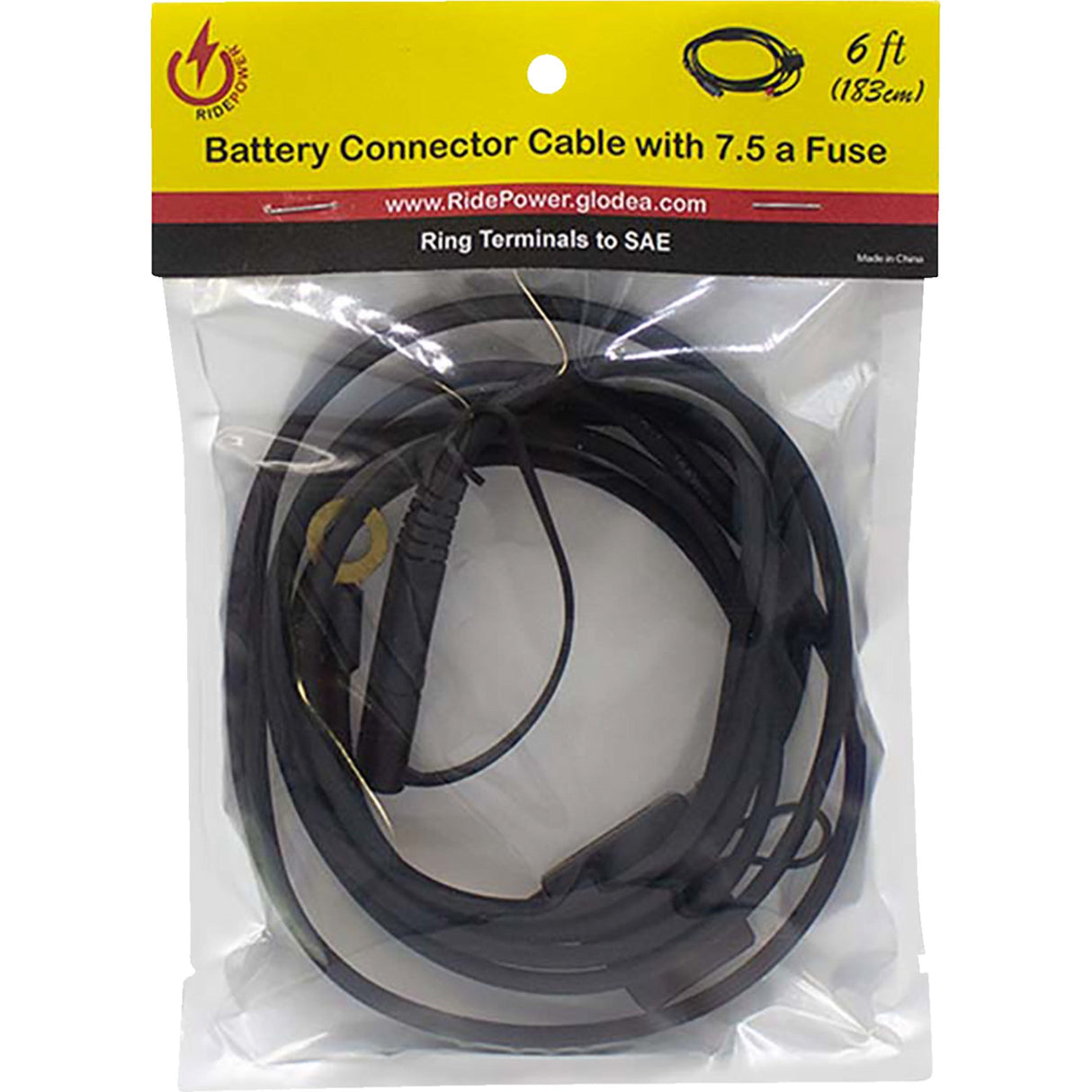 RIDEPOWER 3807-0623 RPBT6FT SAE to Ring Terminal Battery Connector Cable SAE to Ring Terminal Cable - Charger - 6'