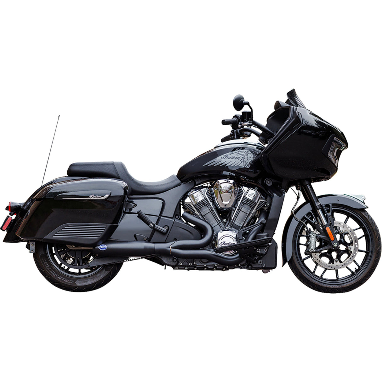S&S Cycle 2-Into-1 Qualifier Exhaust System 50-State Black Stainless Steel - 550-1085 For Indian Challenger 2020-2023