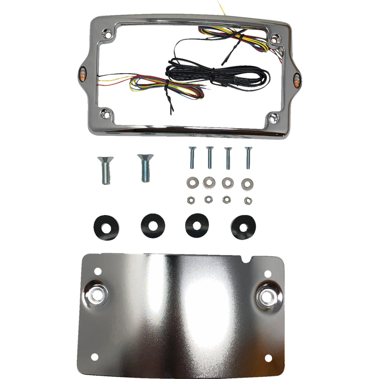 Kodlin USA Elypse 3-1 LED License Plate Kit Amber Red White Chrome - KUS20301 For Harley Touring 2013-2024