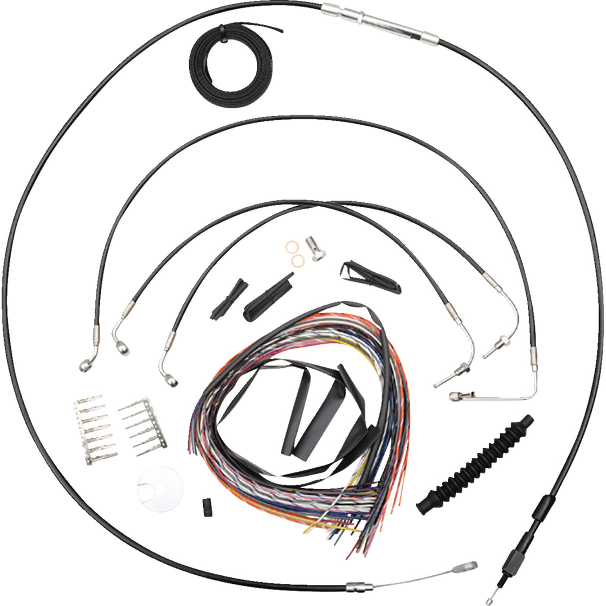 LA Choppers Complete Black Vinyl Braided Handlebar Cable Brake Line Kit 12"-14" Handlebars - LA-8155KT2-13B For Harley Softail 2018-2022