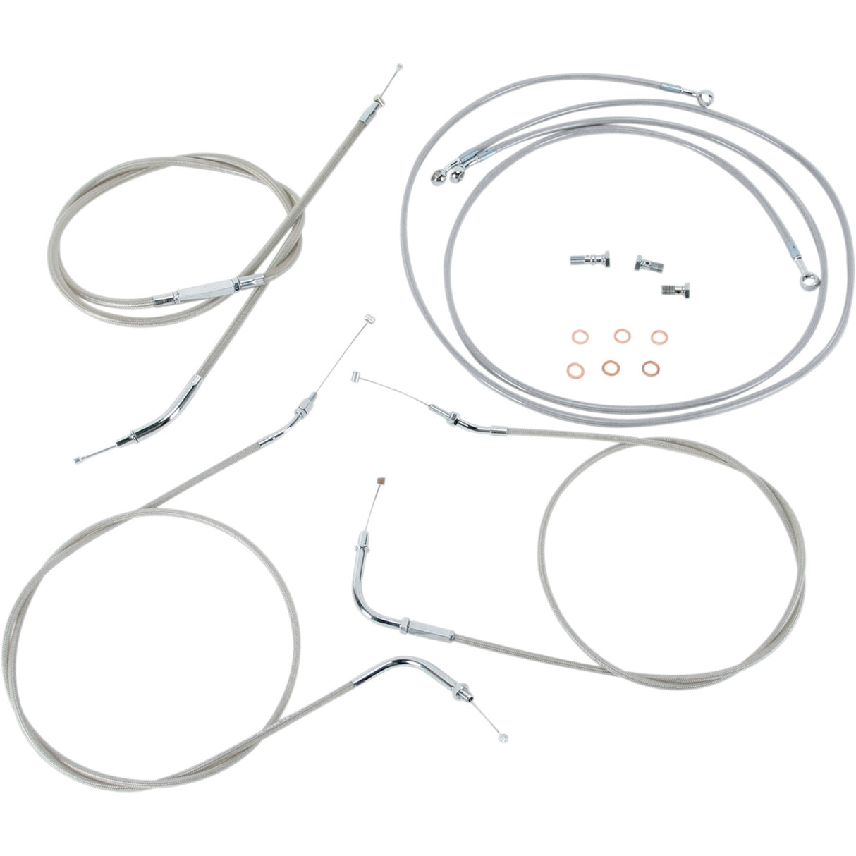 BARON 0650-1024 BA-8021KT-18 Stainless Handlebar Cable/Line Kit 18" - 20" - '99 - '03 roadstar