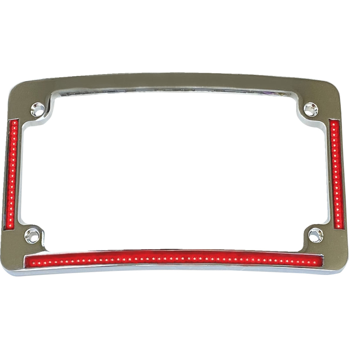 CUSTOM DYNAMICS 2030-2289 TF08-C Radius License Plate Frame with Auxiliary Red LEDs and Tag Illumination - Red/White LED - Chrome