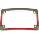CUSTOM DYNAMICS 2030-2289 TF08-C Radius License Plate Frame with Auxiliary Red LEDs and Tag Illumination - Red/White LED - Chrome