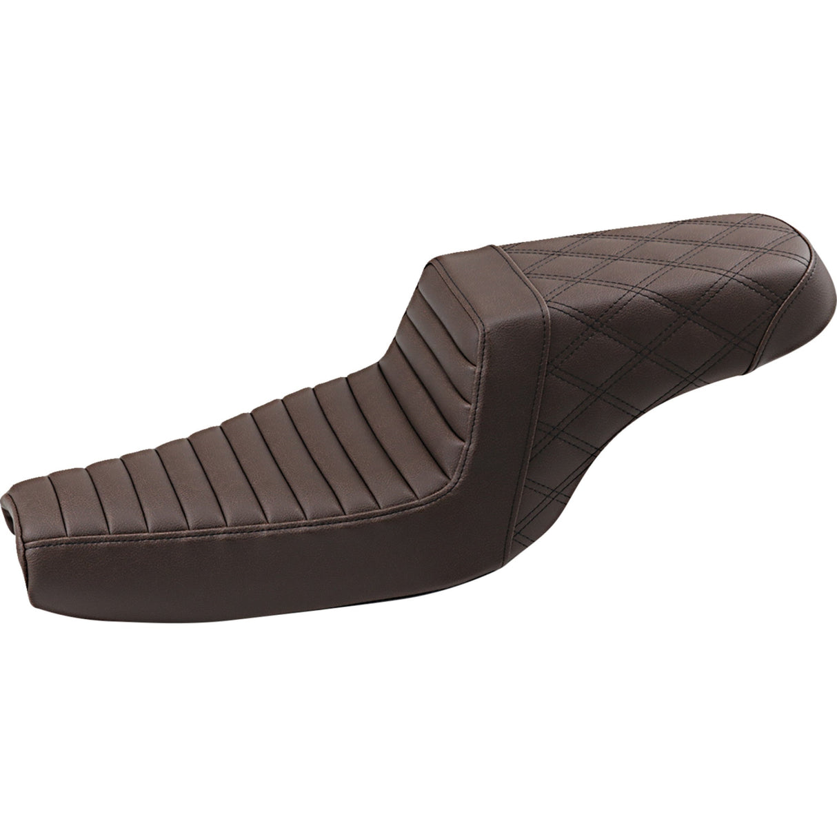 Saddlemen Step-Up Seat — Rear Lattice Stitch Front Tuck-N-Roll Brown - 807-11-176BR For Harley Sportster 2004-2022 (3.3G Tank)