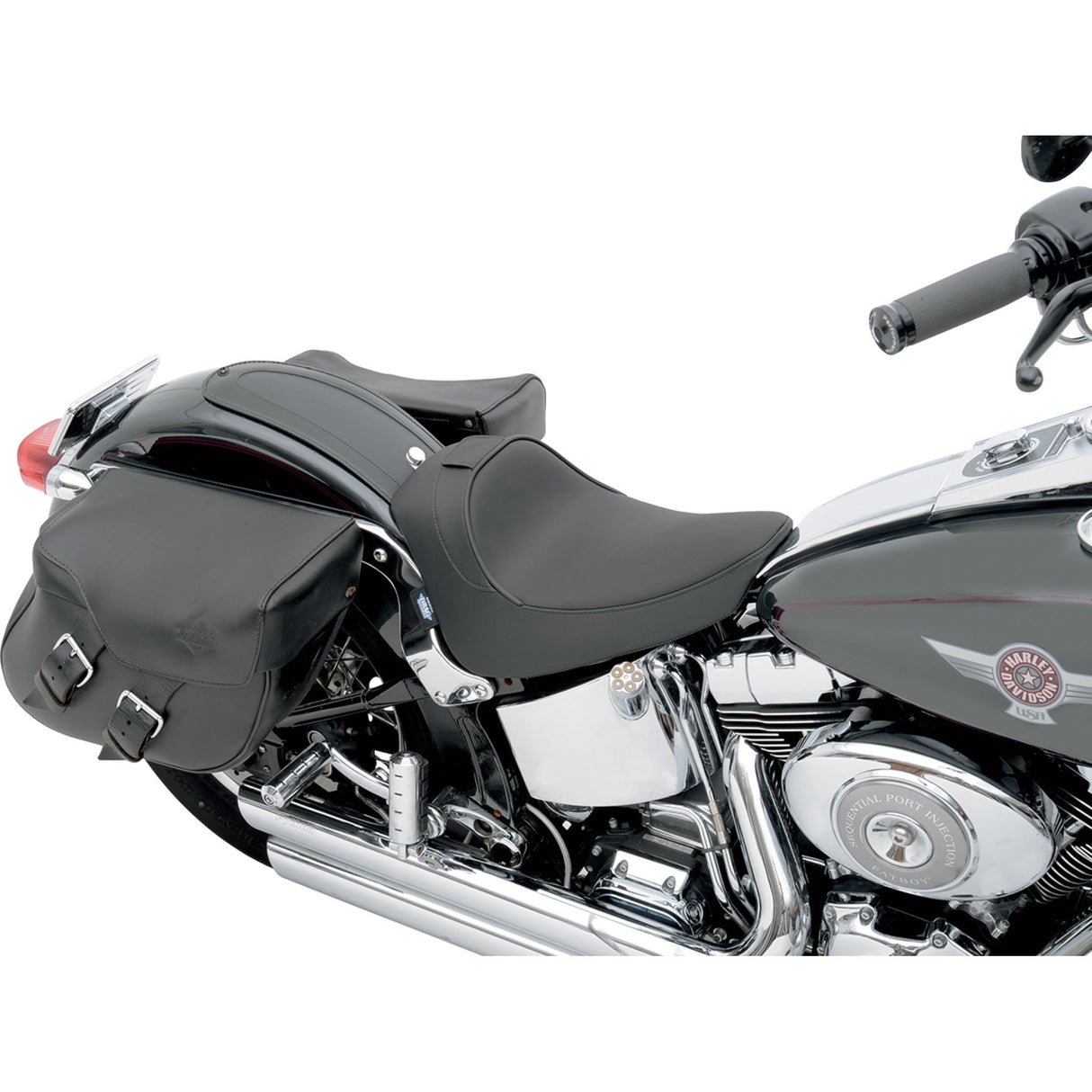 Drag Specialties Backrest Compatible Solo Seat — Smooth Solo Seat Smooth Driver Backrest FL FX - 0802-0632 For Harley Softail 2000-2006