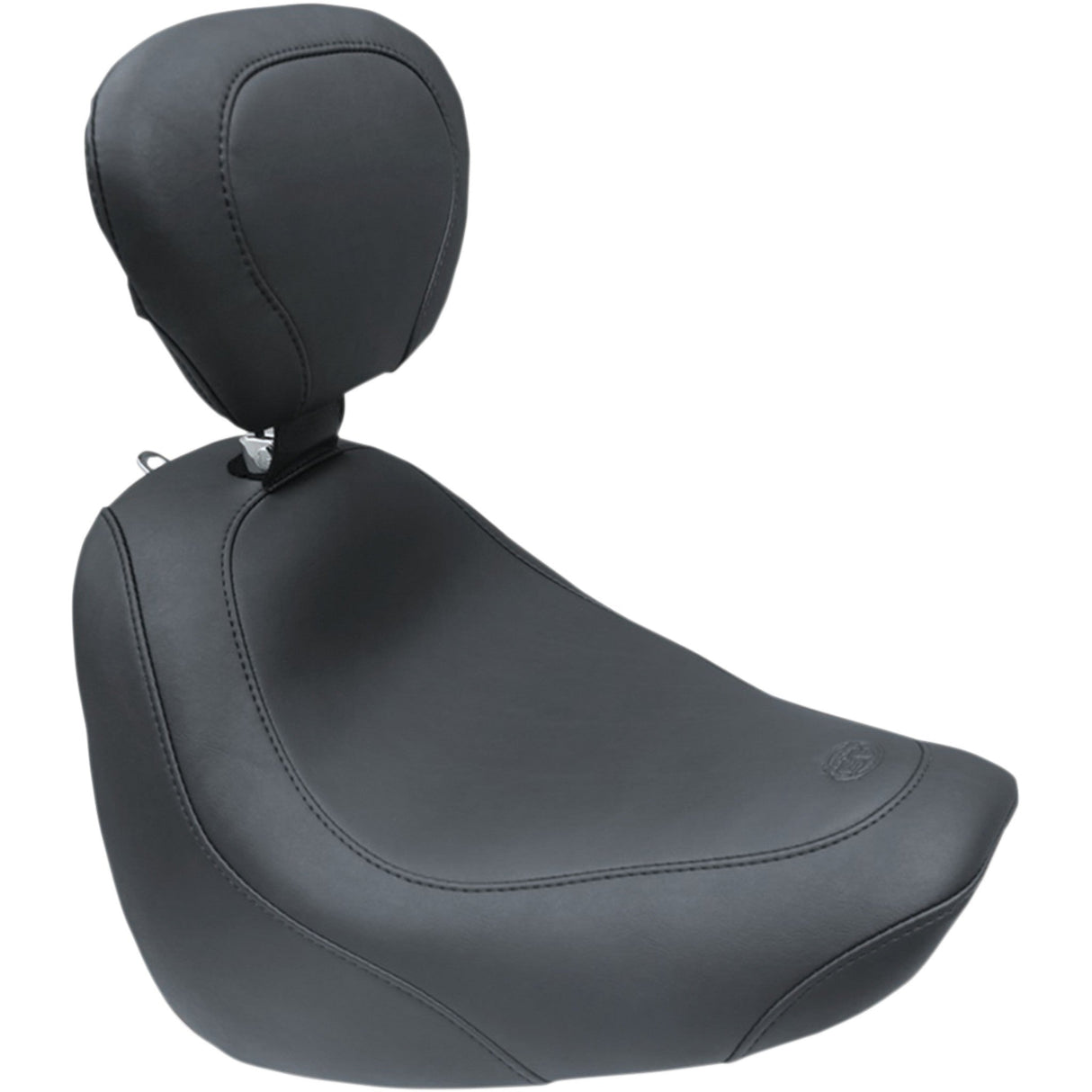 Mustang Wide Tripper™ Solo Seat With Backrest Smooth Black - 79336 For Harley Softail 2018-2021
