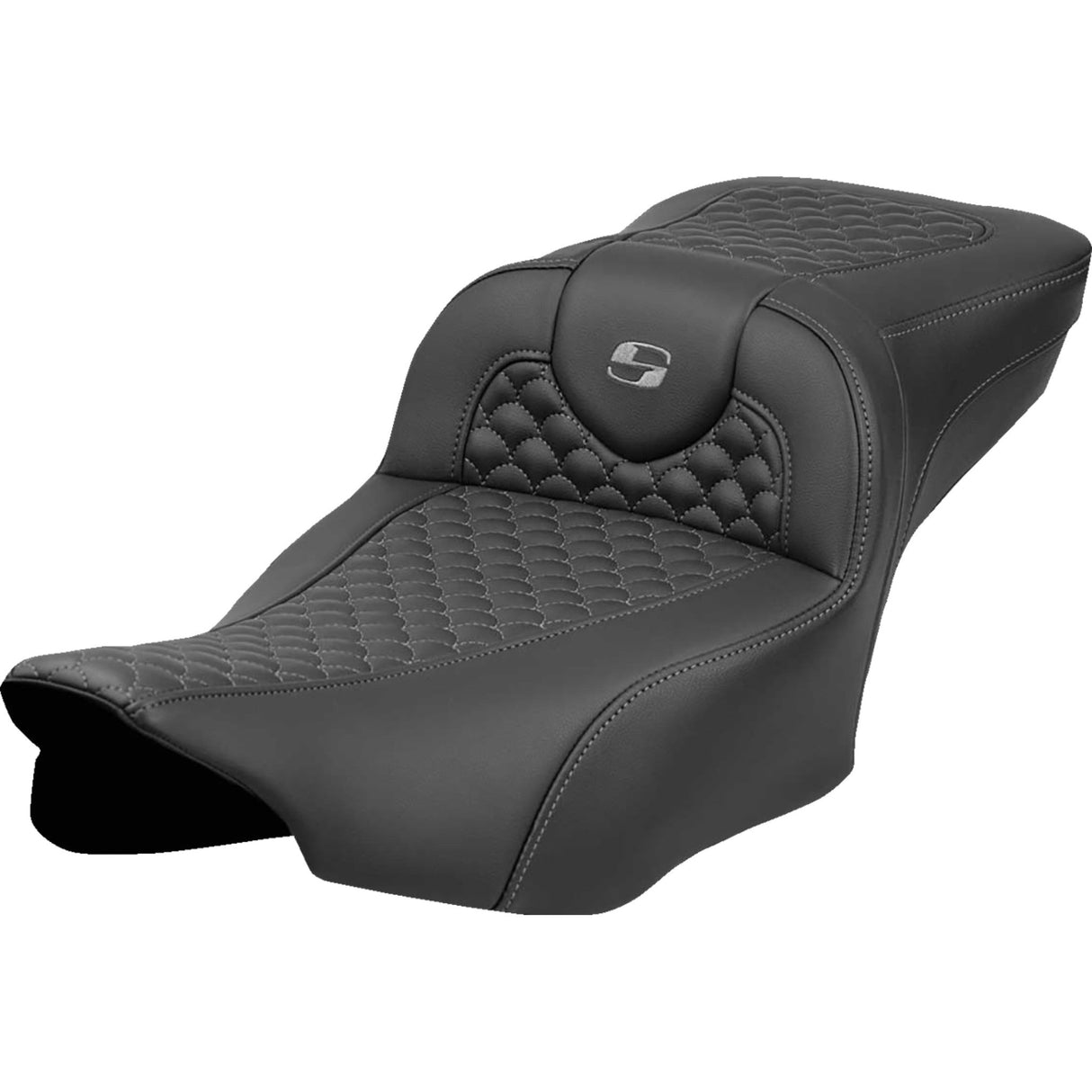 Saddlemen Dragon Scale Stitch RoadSofa™ Seat Dark Gray Stitch Without Backrest - 823-07-20902 For Harley Touring 2023-2026