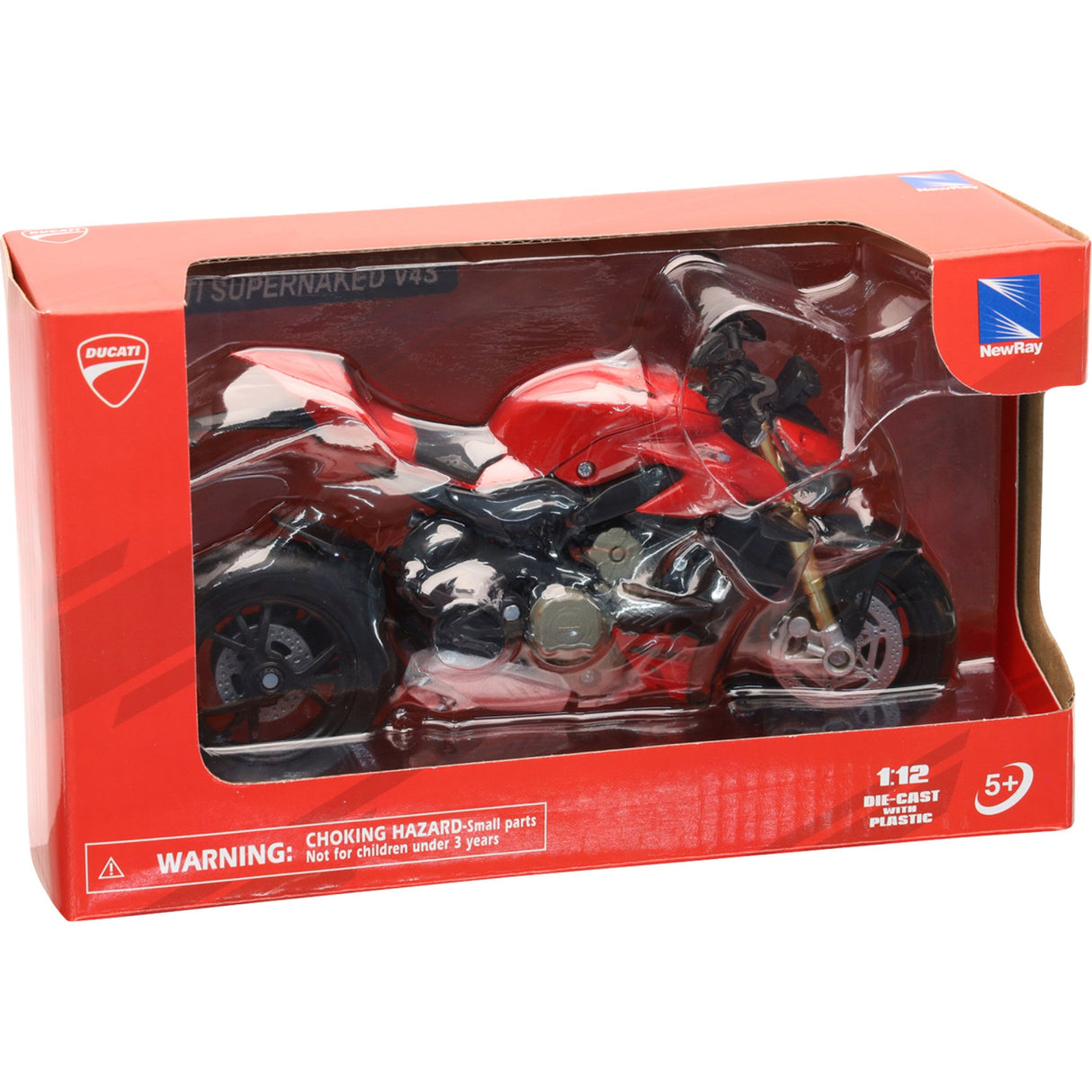 NEW RAY TOYS 7001-0087 58273 Mini Ducati Streetfighter V4 Bike Ducati Streetfighter V4 - 1:12 Scale - Black/Red