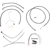 Burly Brand Complete Black Vinyl Handlebar Cable Line Kit For Ape Hangers 15" - B30-1114 For Harley Touring 2014-2016
