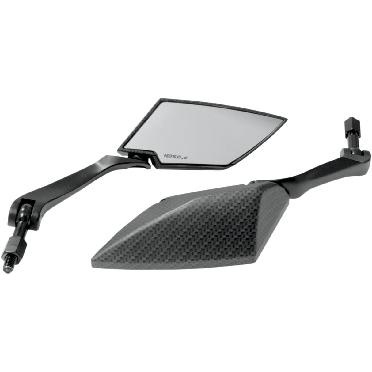 Koso North America TT-Style Mirrors TT-Style Side View Diamond Carbon Fiber Black Clear Lens Pair - OA016CK2