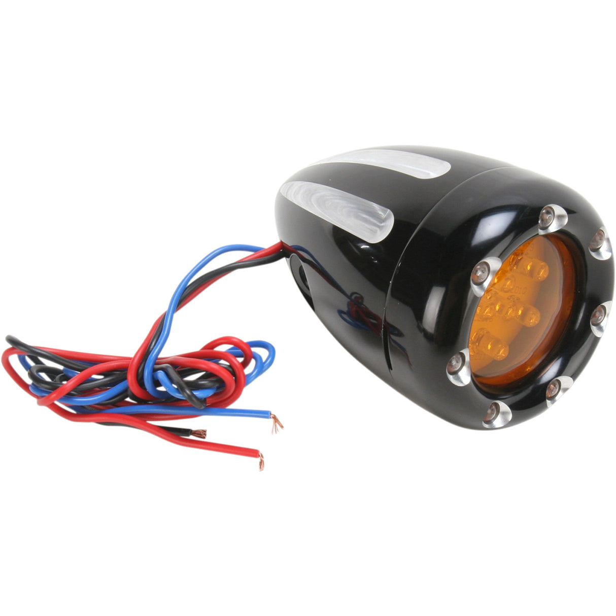 ARLEN NESS 2040-0838 12-765 Deep Cut Factory Style Turn Signals W/ LED Fire Ring - Black/Amber - White Ring