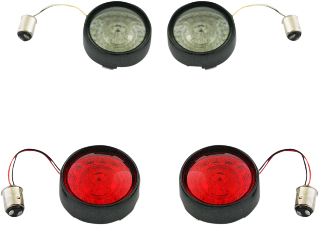 Complete Front & Rear Turn Signal Conversion Kit with Bullet Bezel Lenses